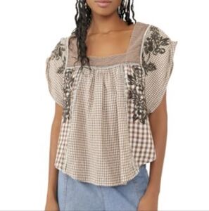 Free people Half Moon Cotton Mix Top